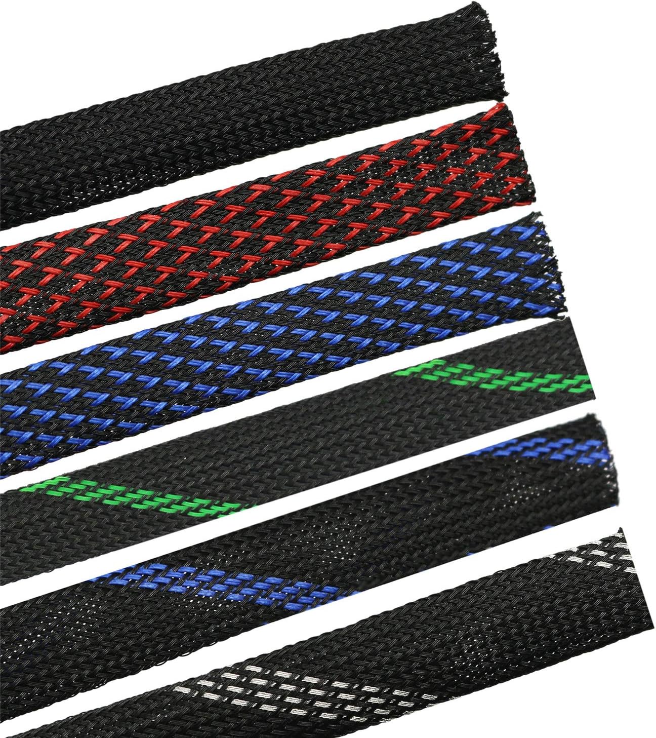 30ft PET Expandable Sleeving Wire Cable Sleeve (2/3", Blue&Black)