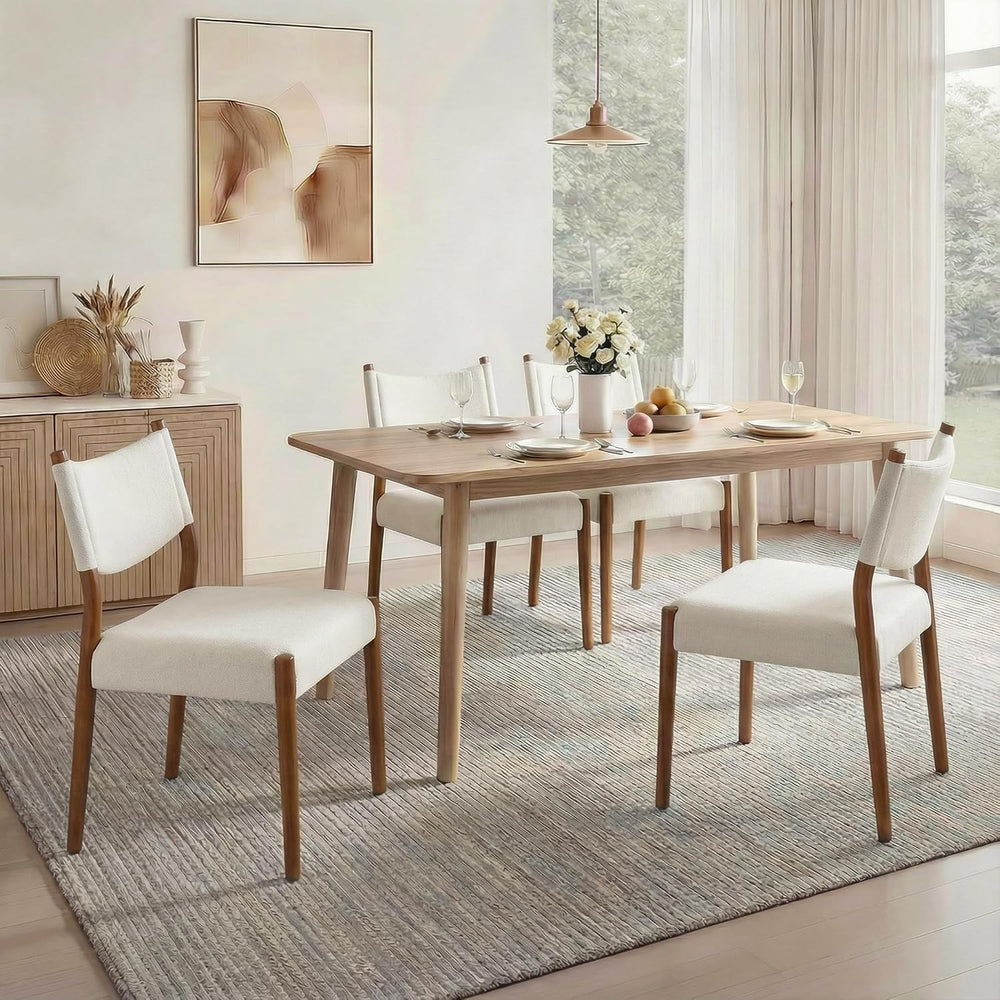 KISLOT Dining Chairs Set of 4, Ergonomic Upholstered Wood Chairs, White | Mid...