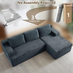 96.1" Modular Sectional Sofa Couches L-Shape Couch 3 Seat Modular Sofa Corduroy Memory Foam Sectional Boneless Couches for Living Room, Cloud Couch with Oversized Chaise(Dark Gray, Right Facing)