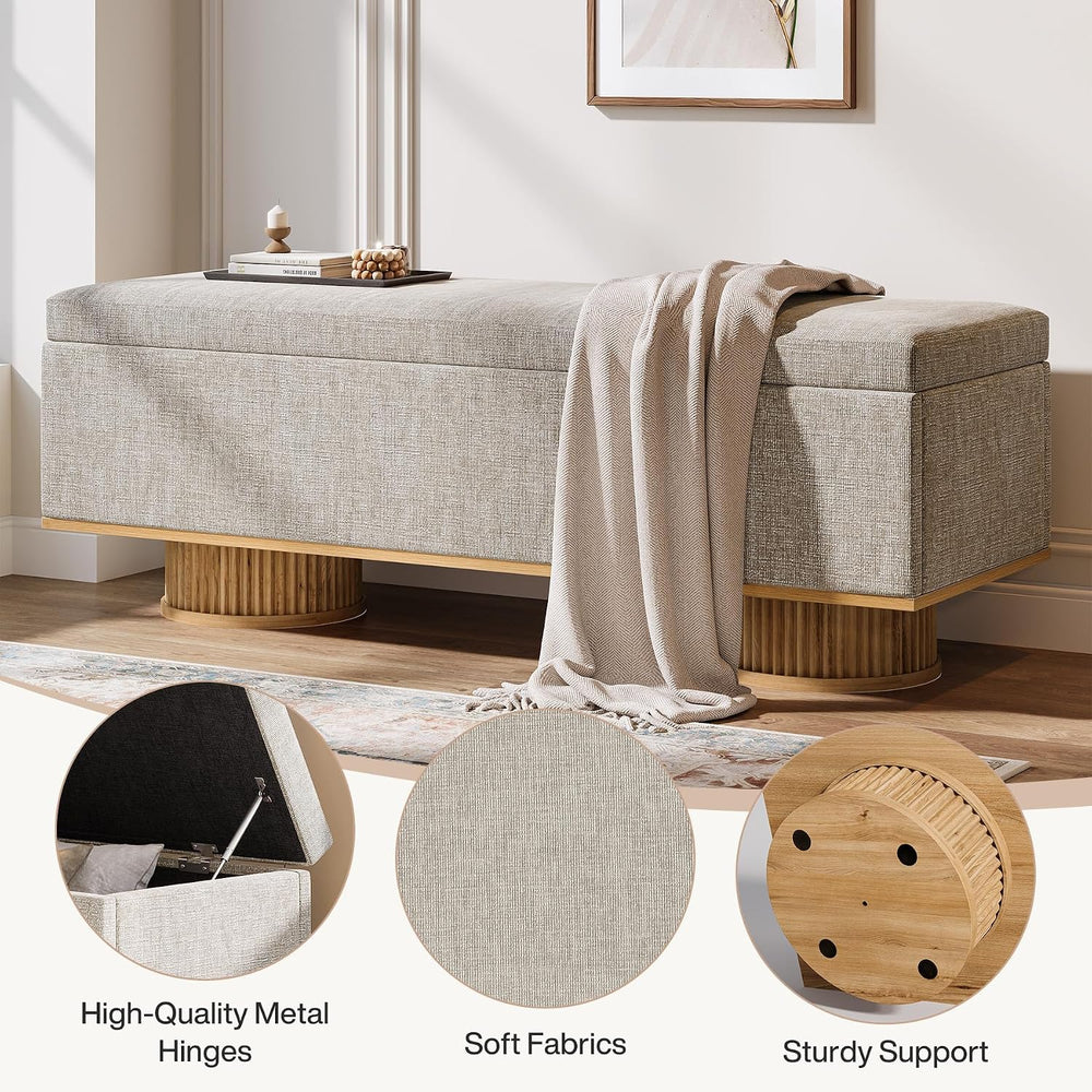 Tribesigns 50.39" Storage Bench with Padded Seat Cushion, Upholstered Sh...