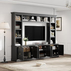 Marzzi Wall Unit TV Stand TVs up to 70", Modern Entertainment Center with 6 Doors Storage Cabinets, Bridge and Bookshelves, Large Media Console, Adjustable Shelves, Painted Finish