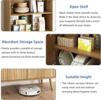 CARPETNAL Tall Storage Display Cabinet in Natural Oak- 70 Inch Bookshelf with Open and Closed Shelving - Modern Accent Cabinet for Living Room, Dining Room