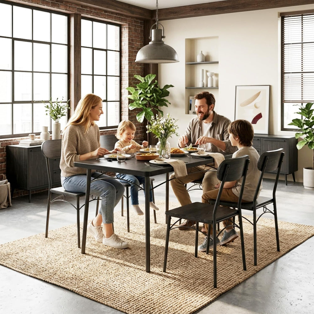 VECELO Dining Table Set for 4, 5-Piece Kitchen Table with 4 Chairs, MDF Board...