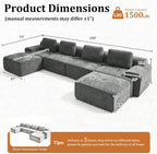 159" U Shaped Oversized Boneless Couch, Comfort Cloud Sectional Couches for Living Room, Modular Sofa High Back & Extra Deep Seat, No Assembly, Soft Chenille (Dark Grey, 159 inch-U shaped（4+2）)