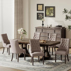 COLAMY Wingback Upholstered Dining Chairs Set of 2, Fabric Side Dining Room Chairs with Tufted Button, Living Room Chairs for Home Kitchen Resturant- Taupe