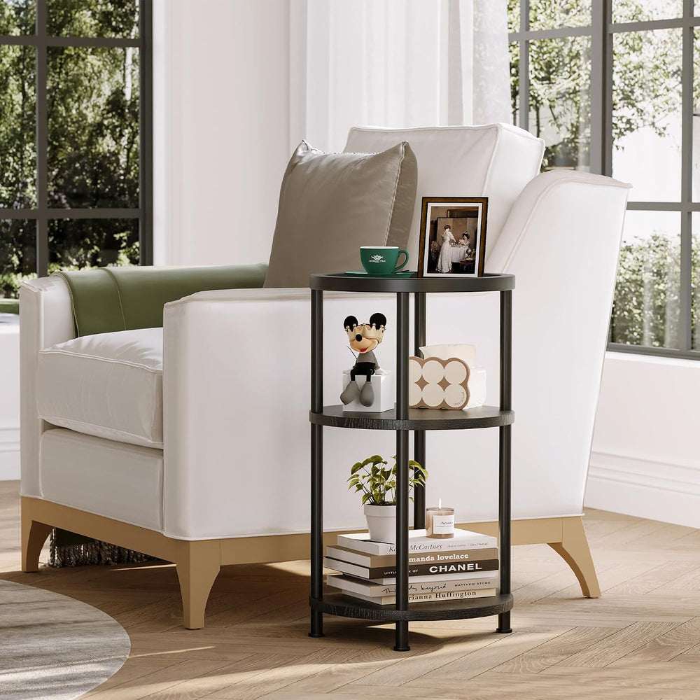 Homeiju Glass Side Table, 3-Tier Glass End Table with Adjustable Feet, Bedsid...