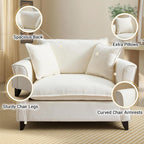 ERYE 46.9" Chenille Upholstered Accent Chair Wide Seat for Living Room Bedroom, Modern Leisure Cushion Armchair W/ 2 Pillows and Removable Cover for Home Apartment Office