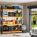 5000LBS Garage Shelving 59" W Garage Shelving Heavy Duty 4-Tier Metal Storage Shelves Adjustable Shelf Unit Storage Rack for Basement Supermarket Warehouse 59" W x 20" D x 78" H Black-Orange