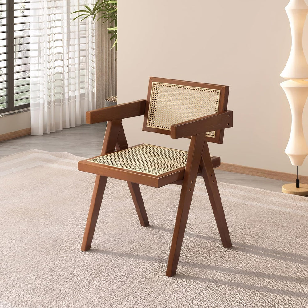 Mid Century Dining Chairs Set of 2, Rattan Accent Armchairs for Living Room, ...