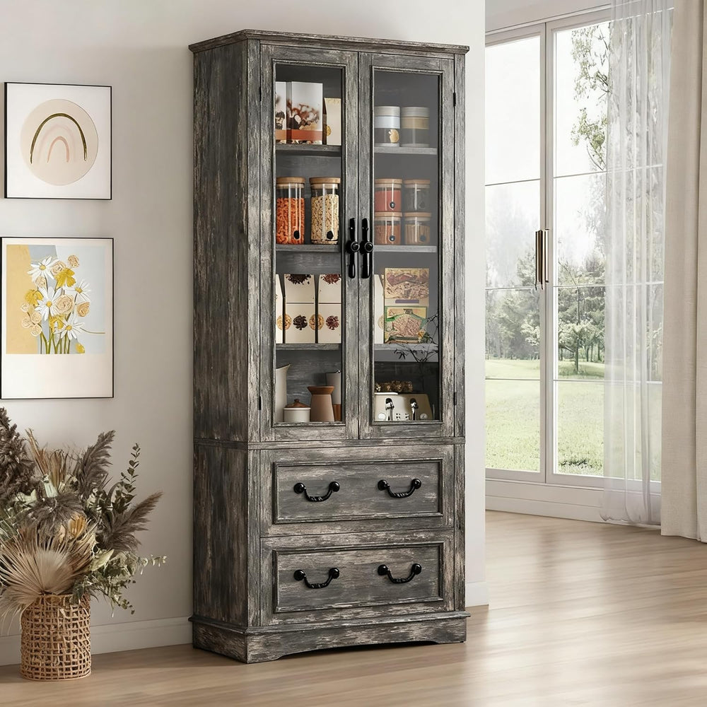YITAHOME 76'' Kitchen Pantry Cabinet with 2 Drawers, Tall Storage Cab...