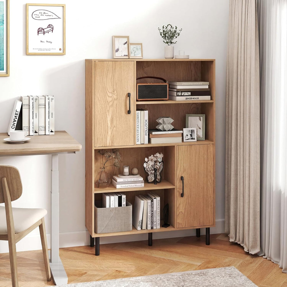 Giantex 47-Inches Storage Cabinet with Doors, Open Shelves, Anti-Tipping Devi...