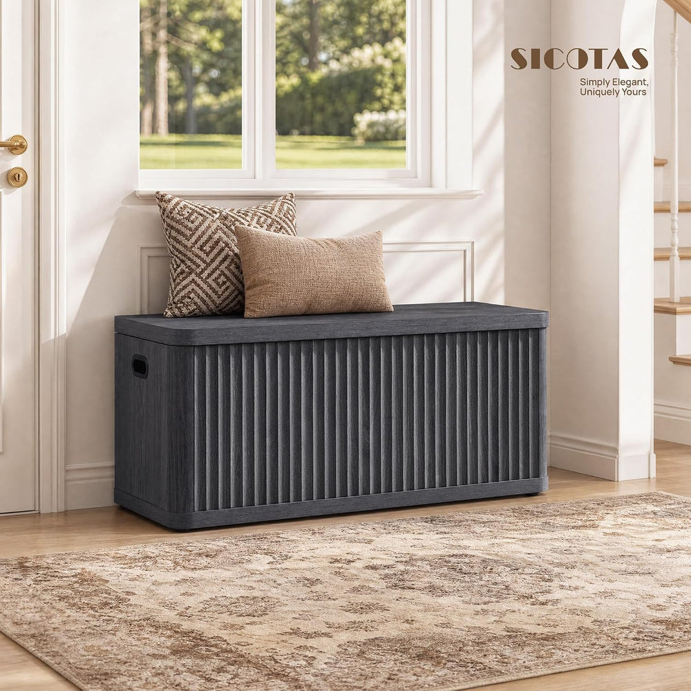 SICOTAS Storage Bench 40.2" Wide Shoe Bench with Lift Top Large Wooden S...