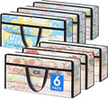 6 Pack Long Clear Storage Bags for Comforter, Clothes & Bedding, Plastic Blanket Storage with Zipper and Handle, Moving Bags, Closet Organizer and Under-Bed Storage (90L, 39.4"*7.1"*19.7")