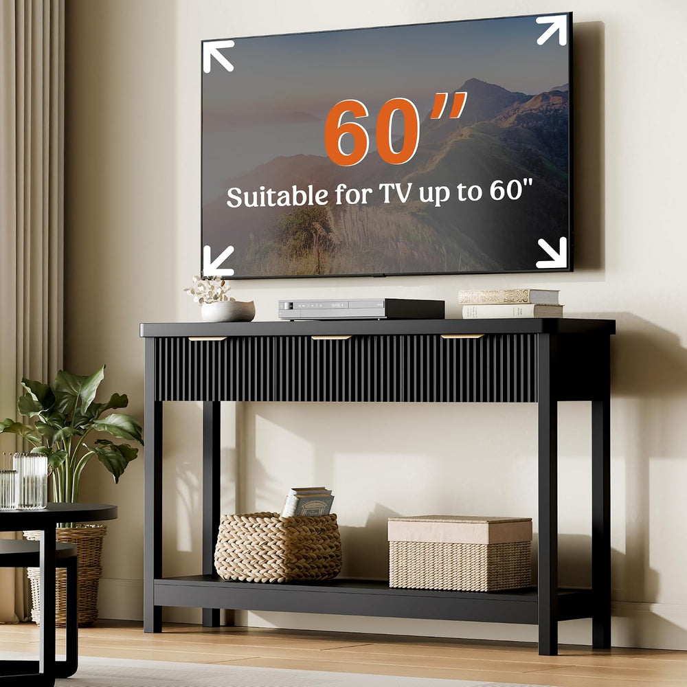 Lulive Fluted Console Table, 51 Inch Entryway Table with 3 Drawers | Scandi f...