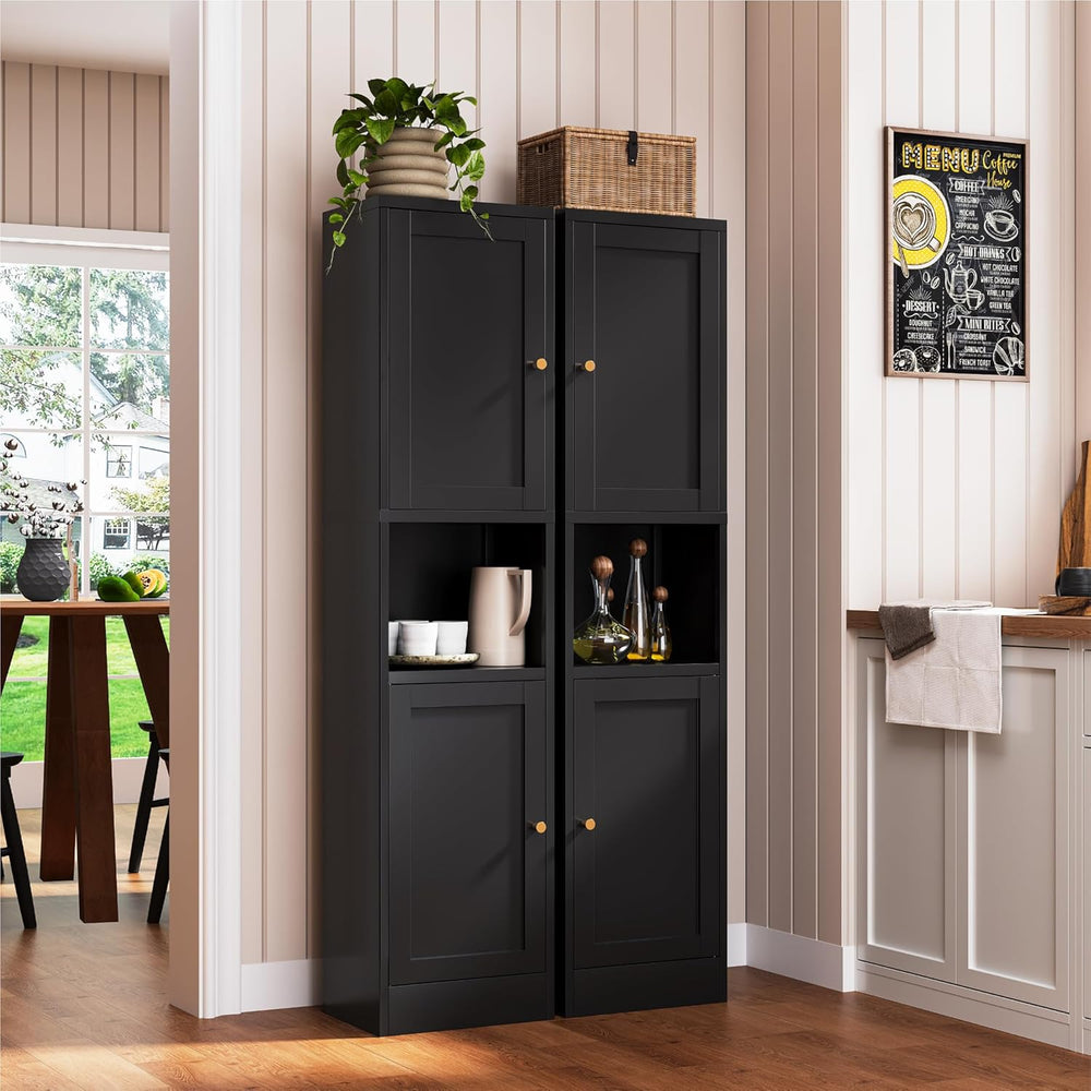 YAUWOH 2-Door Metal Storage Cabinet, Tall Slim Pantry Organizer with 3 Adjust...