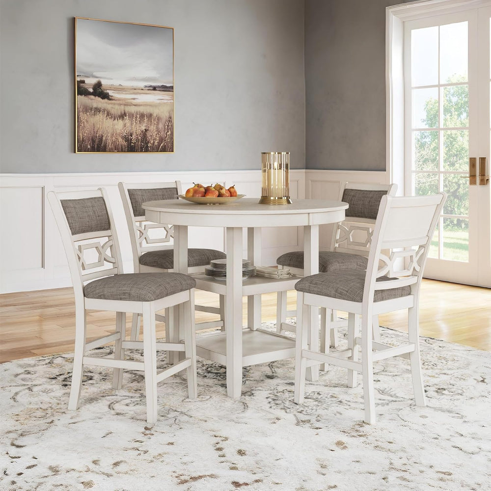Signature Design by Ashley Round Dining Table Set for 4, Counter Height | 42-...