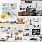 AKTOP Peg Board Wall Organizer 4-Pack – 12"x12" Plastic Pegboard Panels for Walls, White Desk Wall Mount Peg Board for Home, Office, Garage Tool Storage & Craft Room