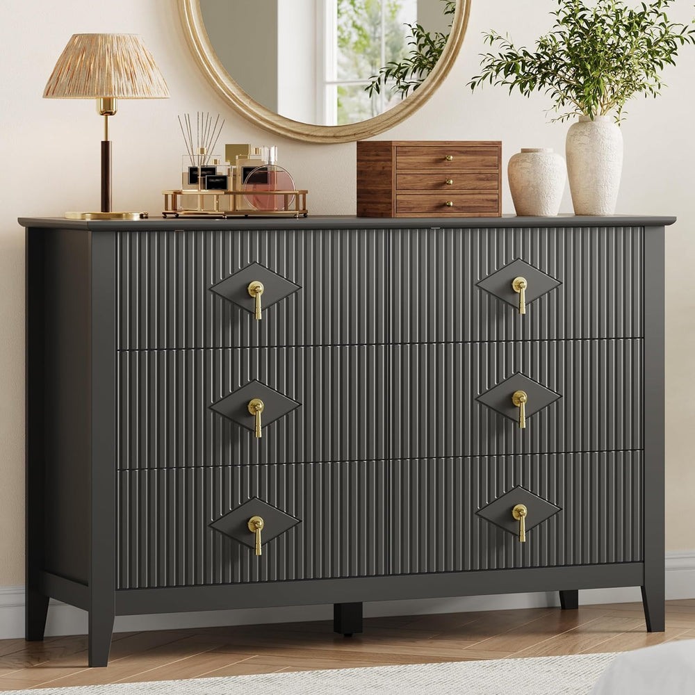 GarveeHome Fluted Dresser for Bedroom, Chest Organizer Unit with 6-Drawer