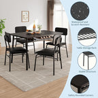 GAOMON 5-Piece Dining Table Set for 4, Wood Kitchen with Built-in Storage Rack,Small Kitchen Table with Upholstered Chairs and Metal Frame for Small Spaces, Black
