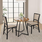 VECELO Folding Chairs Set of 2 with Cushion, Foldable Padded Seats with Heavy Duty Metal Frame for Kitchen/Dining/Living Room, No Assembly & Space Saving Design, Beige
