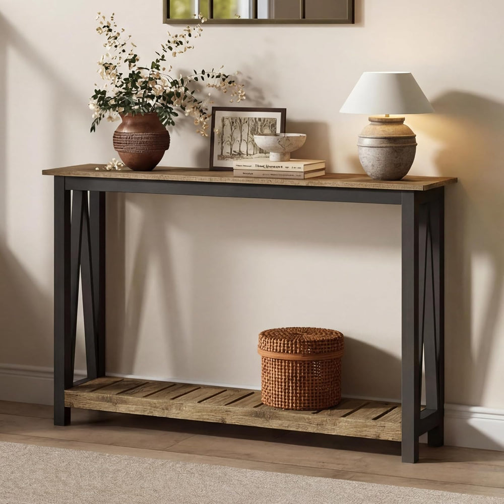ChooChoo Farmhouse Console Table, Rustic Vintage Narrow Sofa Table for Entryw...