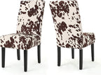 Christopher Knight Home Pertica Contemporary Velvet Dining Chairs, 2-Pcs Set, Milk Cow / Dark Brown