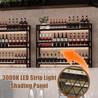 Wine Rack Wall Mounted with LED Light,Bar Liquor Shelf,Black,100cm | Metal,3-Tiers,Wine Glass Holder,Industrial Liquor Bottle Display Storage Shelf,for Home Bar, Dining Room
