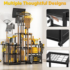 42" H Large Garden Tool Organizer, Holds Up to 86 Tools, Heavy Duty Yard Tool Organizer for Garage, 61“ Wide Lawn Freestanding Tool Storage Rack for Outdoor Shed Tool Rake, Shovel, Brooms