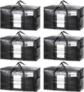 TAILI Extra Large Moving Bags, 6 Pack Black Heavy Duty Totes for Storage with Visible Window, Wrap Around Handles, Storage Bags for Space Saving, Alternative to Moving Boxes