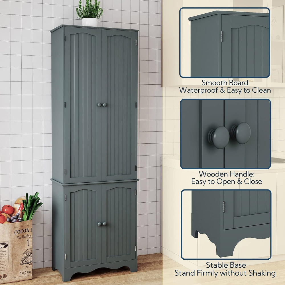 Yusong 72'' Tall Kitchen Pantry Cabinet, Freestanding Storage Cabinet...