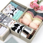 SHENLIU 12 Pack Foldable Cloth Storage Box, Drawer Organizer Clothes, Underwear Organizer, Closet Organizers and Storage Dresser Dividers for Clothes Underwear Bras Socks Lingerie Clothing, Beige