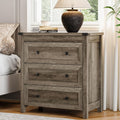 Dresser for Bedroom with 3 Drawers, Small Chests of Drawers, 27.55" Wide Farmhouse Wood Nightstand Bedside Cabinet End Table, Modern Closet Storage Organizer for Living Room, Entryway, Hallway, Grey