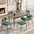 Dining Chairs Set of 6, Curved Back Kitchen Room Chairs with Metal Legs and Anti Slip Pads, Upholstered Dining Chair for Home and Restaurant, Green