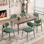 Dining Chairs Set of 6, Curved Back Kitchen Room Chairs with Metal Legs and Anti Slip Pads, Upholstered Dining Chair for Home and Restaurant, Green