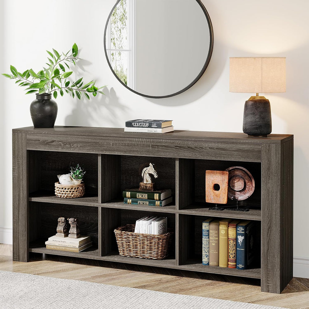 Tribesigns 63-Inch Long Sofa Console Table, Rustic Wood Entryway Table with 6...