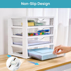 Vtopmart Clear Desk Organizer, 4-Tier Assemble Desktop File Organizer with Drawers, Office Desk Organization for Office Supplies