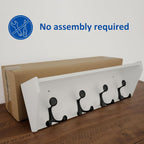 WEBI Wall Shelf with Hooks Underneath,24” Long Wall Mounted Coat Rack with Shelf,Entryway Coat Rack with 4 Triple Hooks for Hanging Coats,Jacket,Hallway,Bedroom,Mudroom,White