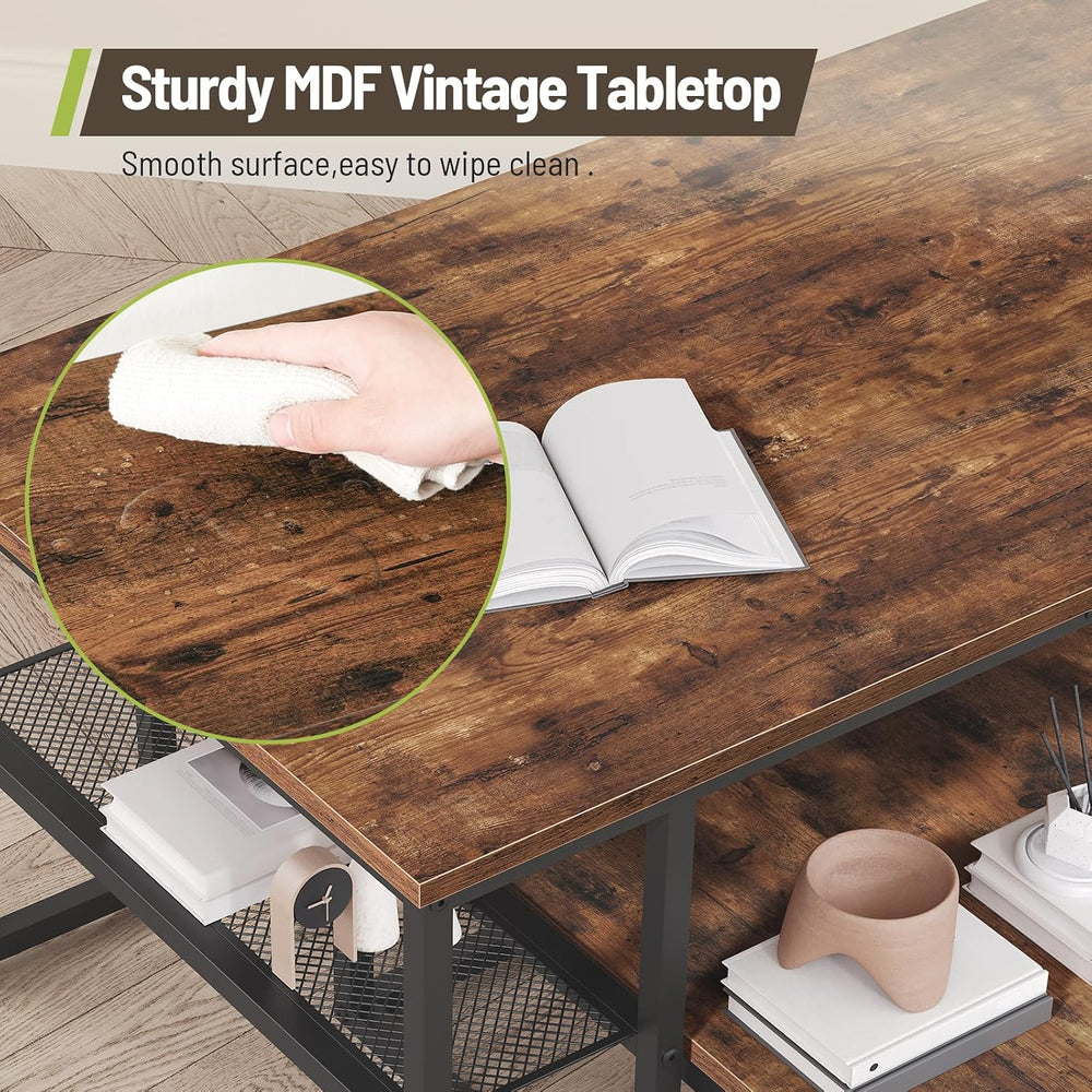 Coffee Table Set of 4, Nesting Coffee Table and 2 Side Tables | Industrial Sq...