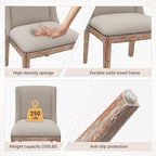 Dining Chair Set of 6, Fabric Upholstered Kitchen Side Chairs with Wooden Legs for Kitchen & Restaurant Use, Beige