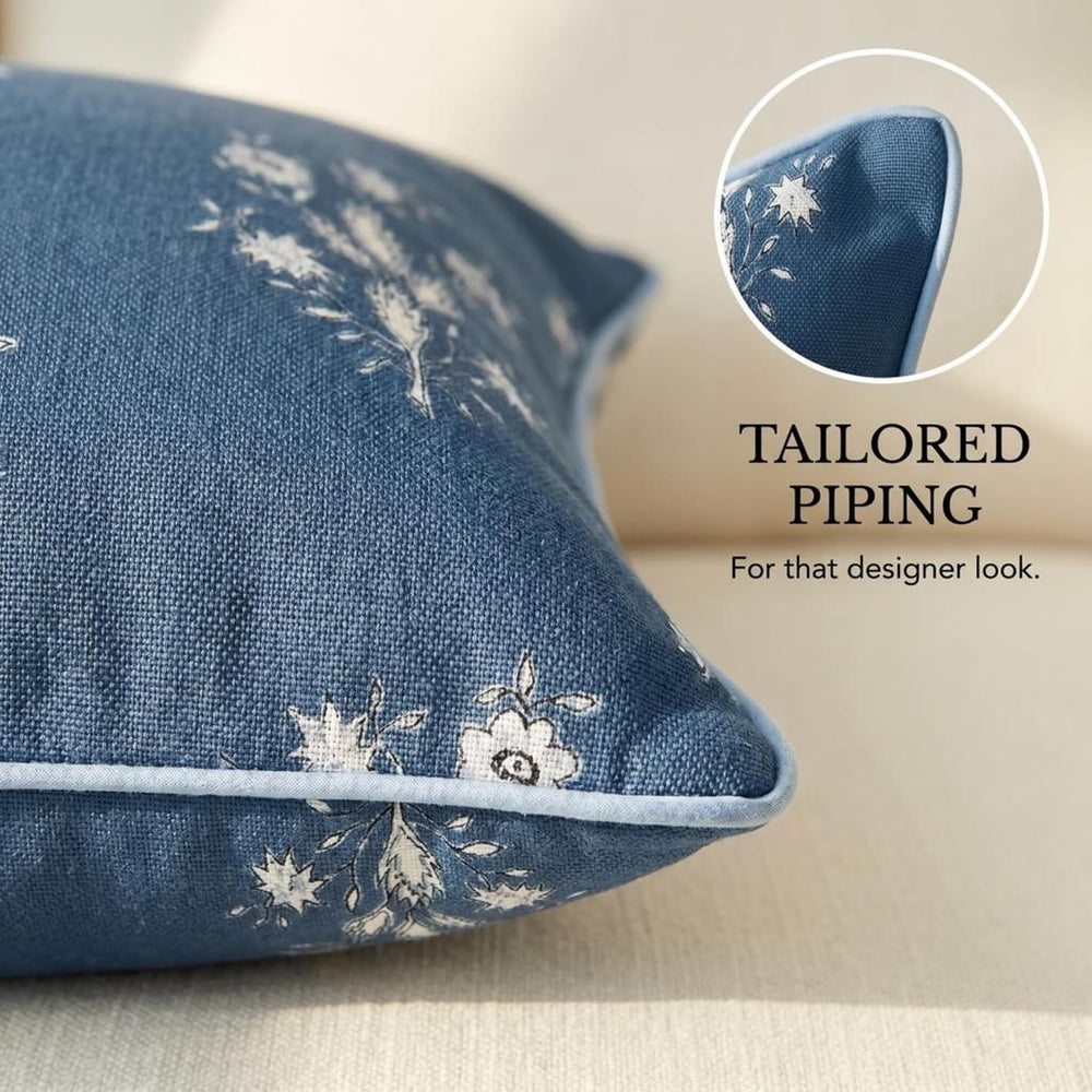 Jillien Harbor “The Norfolk” Dark Blue & White Floral Block Print Pillow ...