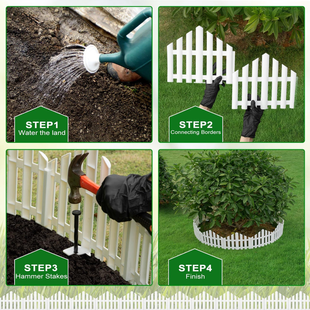 Garden Edging Border No-Dig 13FT White 9.3 Inch Tall Landscape Edging with 14...