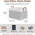 StorageWorks Storage Bins, Fabric Storage Bins for Shelves, Large Storage Baskets with Metal Frame, Closet Baskets and Bins with Handles, Gray and White, 2-Pack