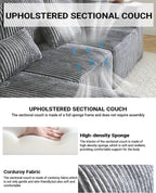Cloud Sectional Couch, 110 Inch Modern Modular Sectional Sofa with Deep Seat, Corduroy Boneless Couches with L-Shape Left Chaise for Living Room Bedroom, No Assembly Required