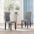 Giantex Upholstered Dining Chair Set of 2, Mid Century Modern Fabric Kitchen Chairs with Rubber Wood Legs, Thick Padded Seat, High Back, Side Armless Chairs for Living Dining Room (Gray)