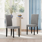 Giantex Upholstered Dining Chair Set of 4, Mid Century Modern Fabric Kitchen Chairs with Rubber Wood Legs, Thick Padded Seat, High Back, Side Armless Chairs for Living Dining Room (Gray)