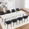 Dining Chair Set of 8, Modern Dining Chairs with Thick Cushions, Faux Leather Upholstered Kitchen Dining Room Chairs with Metal Adjustable Legs for Dining Living Room, Black