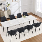 Dining Chair Set of 8, Modern Dining Chairs with Thick Cushions, Faux Leather Upholstered Kitchen Dining Room Chairs with Metal Adjustable Legs for Dining Living Room, Black