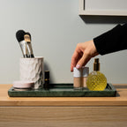 Cork & Mill Green Marble Tray for Bathroom Countertop, Kitchen Counter, or Catchall - 13" x 7½" Large Vanity Tray for Skincare or Perfume - Handcrafted Natural Marble Stone Organizer