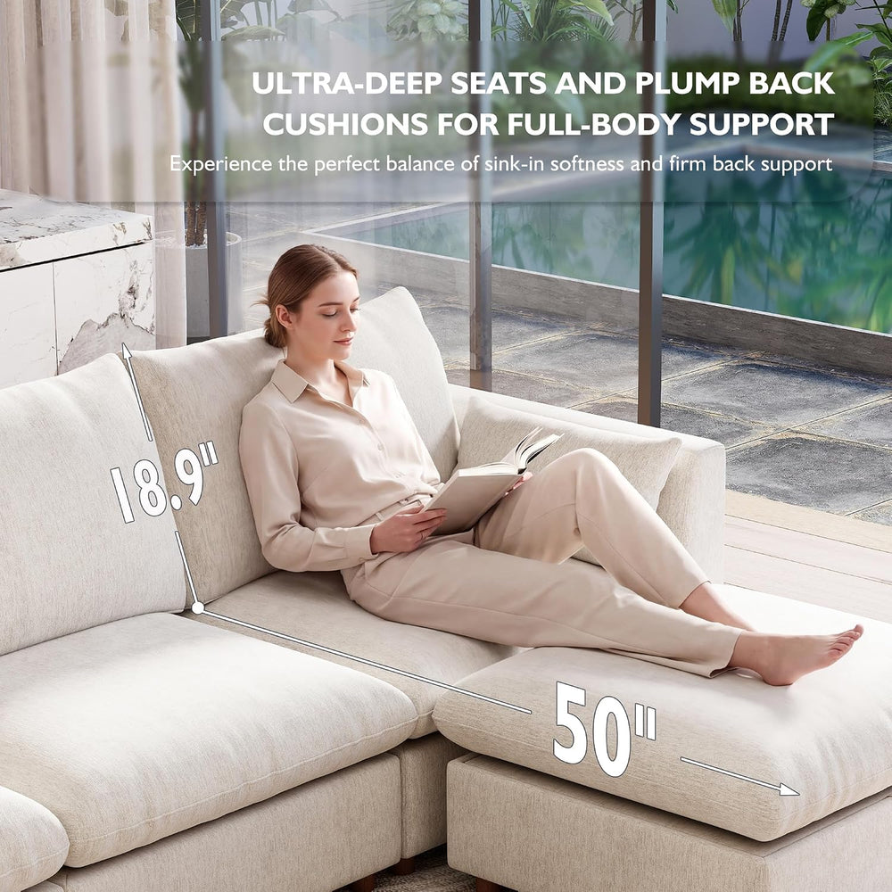Ihanherry 117" Oversized Modular Sectional Sofa, Modern L Shaped Cloud C...