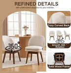Upholstered Dining Chairs Set of 2, Modern Linen Fabric Dining Room Chairs with Solid Wood Legs & Double-Padded Seat, Swivel Accent Desk Chair for Kitchen Dining Room Restaurant - Beige